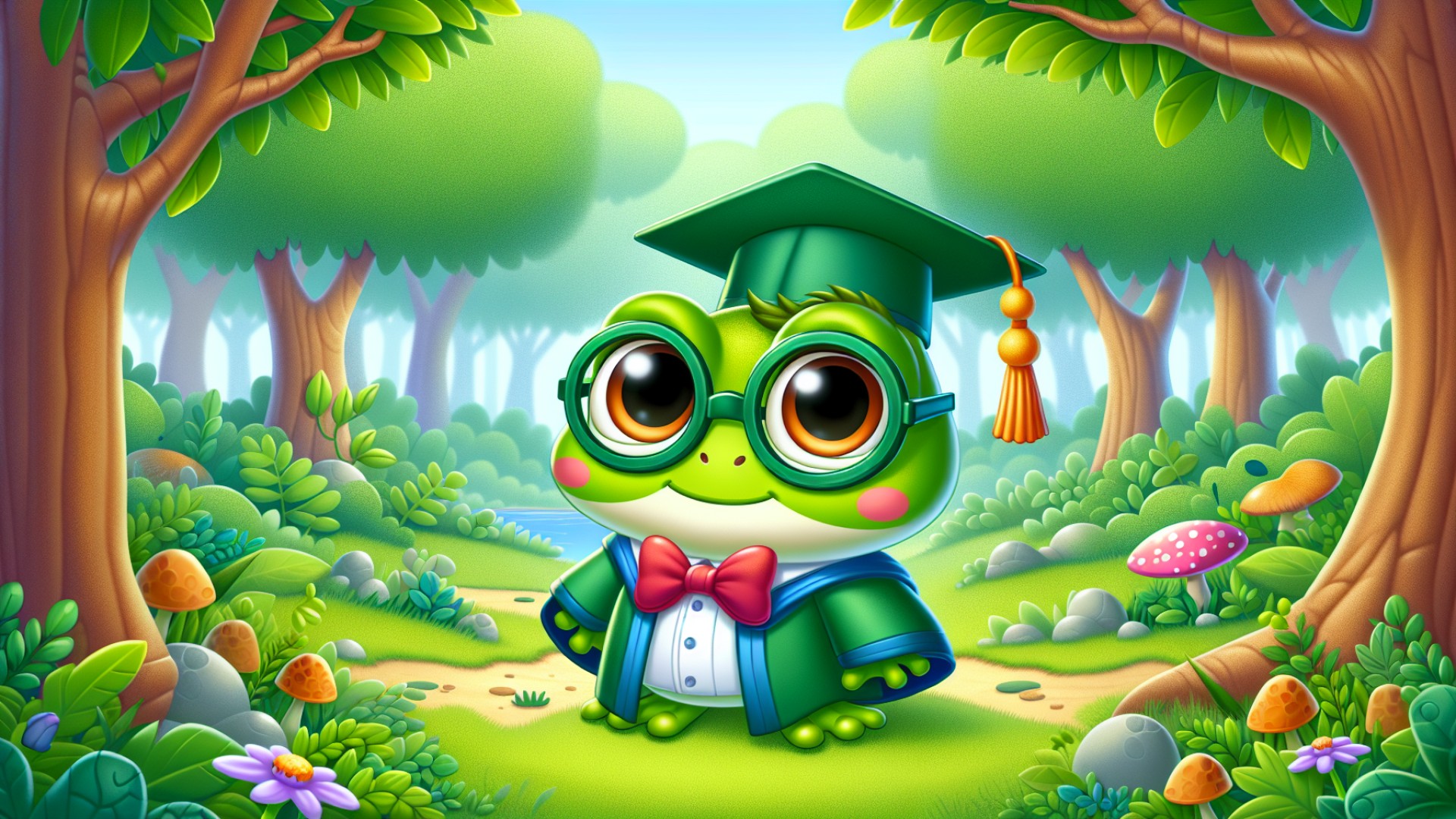 In a lush, green forest lived a cute, green frog named Dr. Frog.