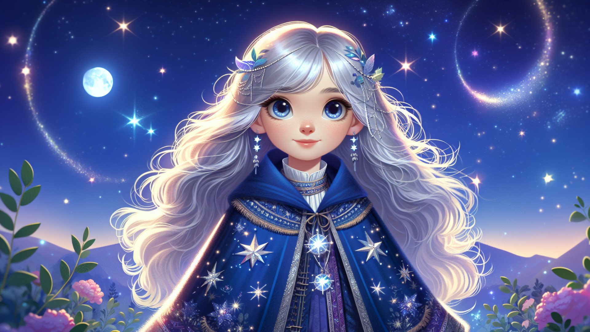 In the distant starry sky, there is a beautiful little girl named Leah.