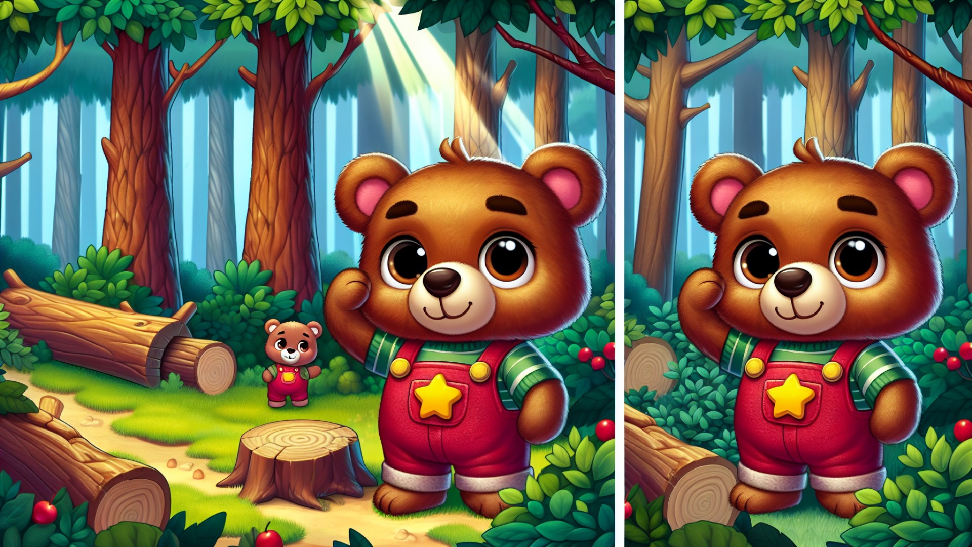 In the depths of a dense forest lived a little bear named Kiki.