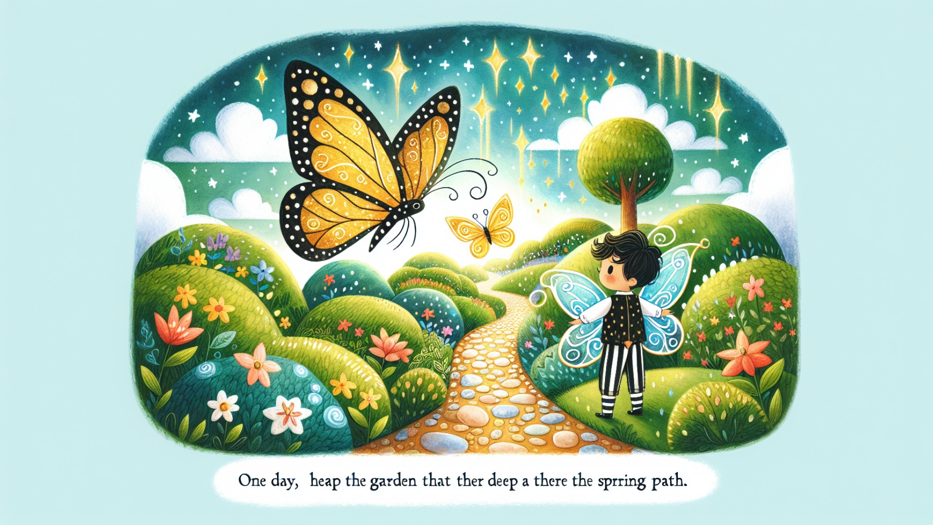 One day, Little Butterfly heard news from the wind: In the depths of the garden, there is a magical path called the 