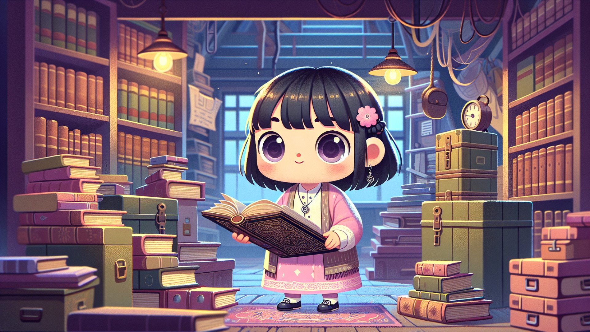 One day after school, Xiaomi discovered a thick, ancient book while searching through old books in the corner of the attic at home.