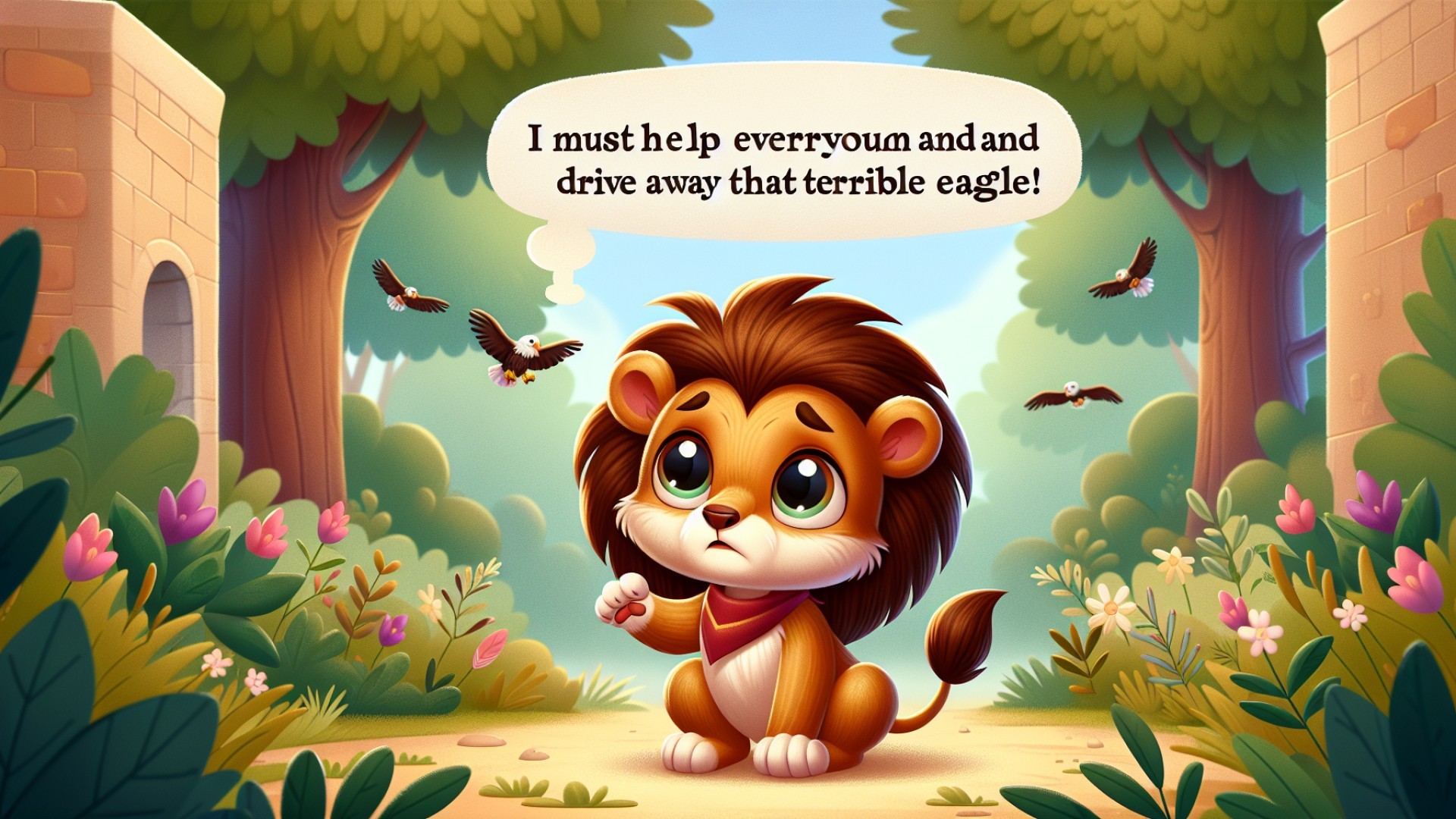 After hearing the news, the little brave lion was filled with determination. 