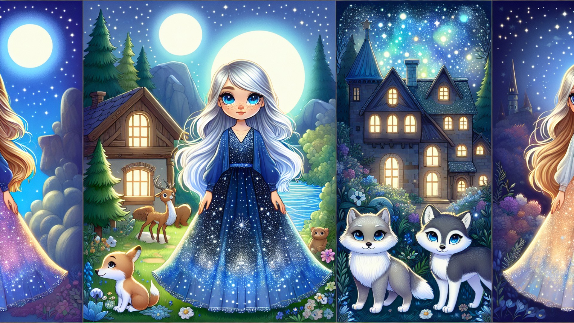 Whenever night falls, the moon will appear in the story house, waiting for the little animals to arrive.