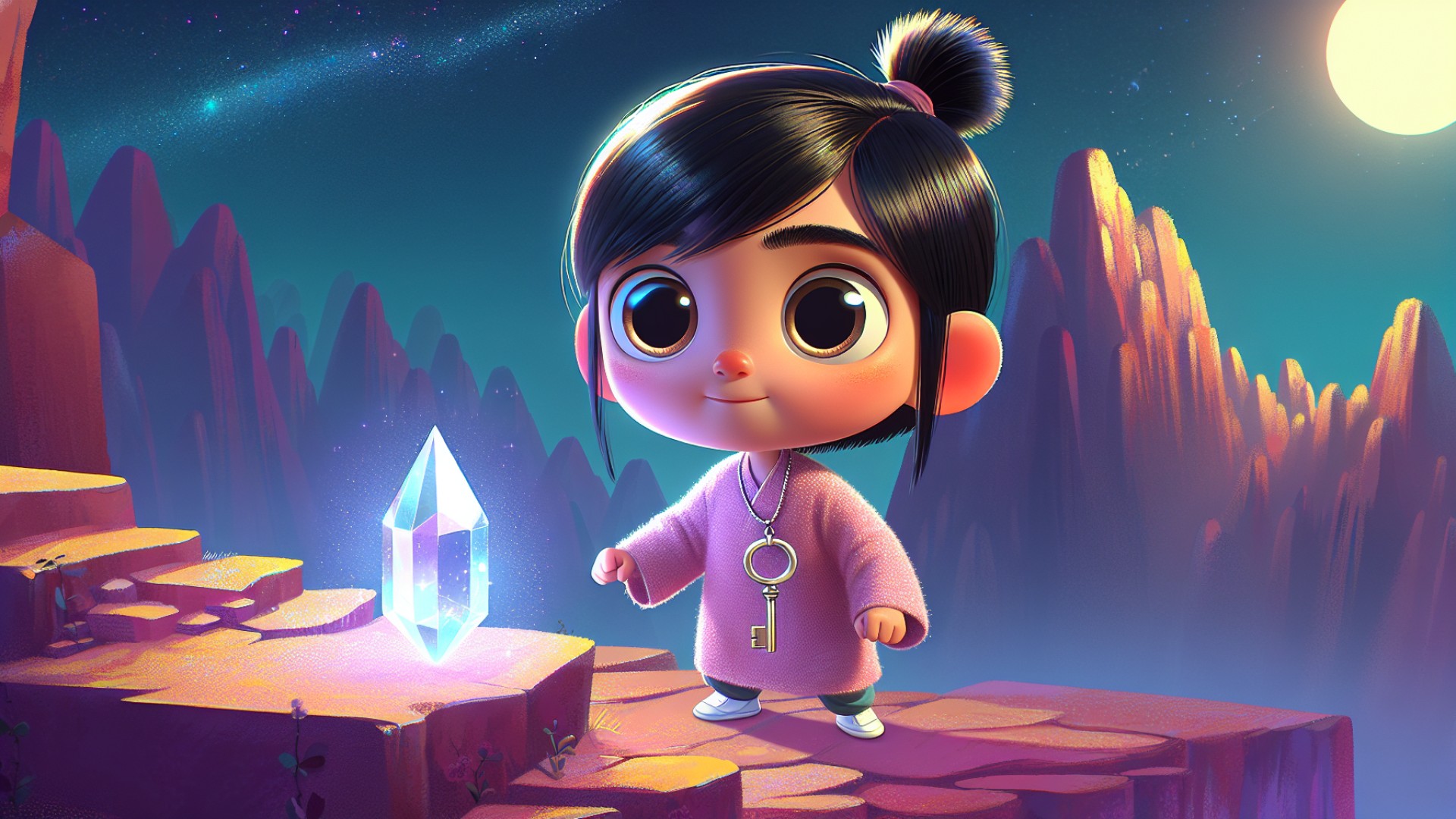 Xiaomi mustered up courage, faced the difficulties unflinchingly, and finally reached the summit, where she saw the third crystal, gleaming and translucent.