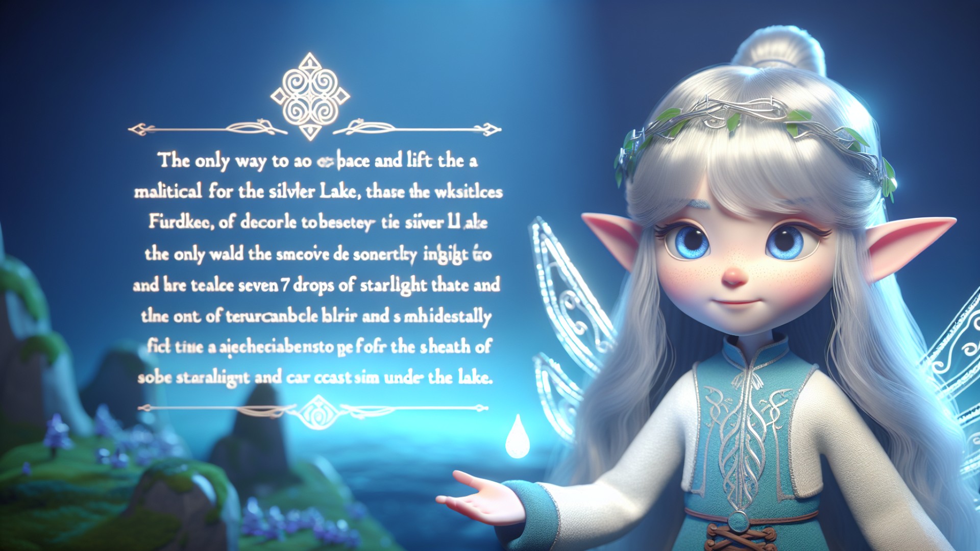 The wise sprite told Lottie that only by finding the seven drops of starlight and casting them into the Silver Lake could the magical barrier be lifted and the health of the lake restored.