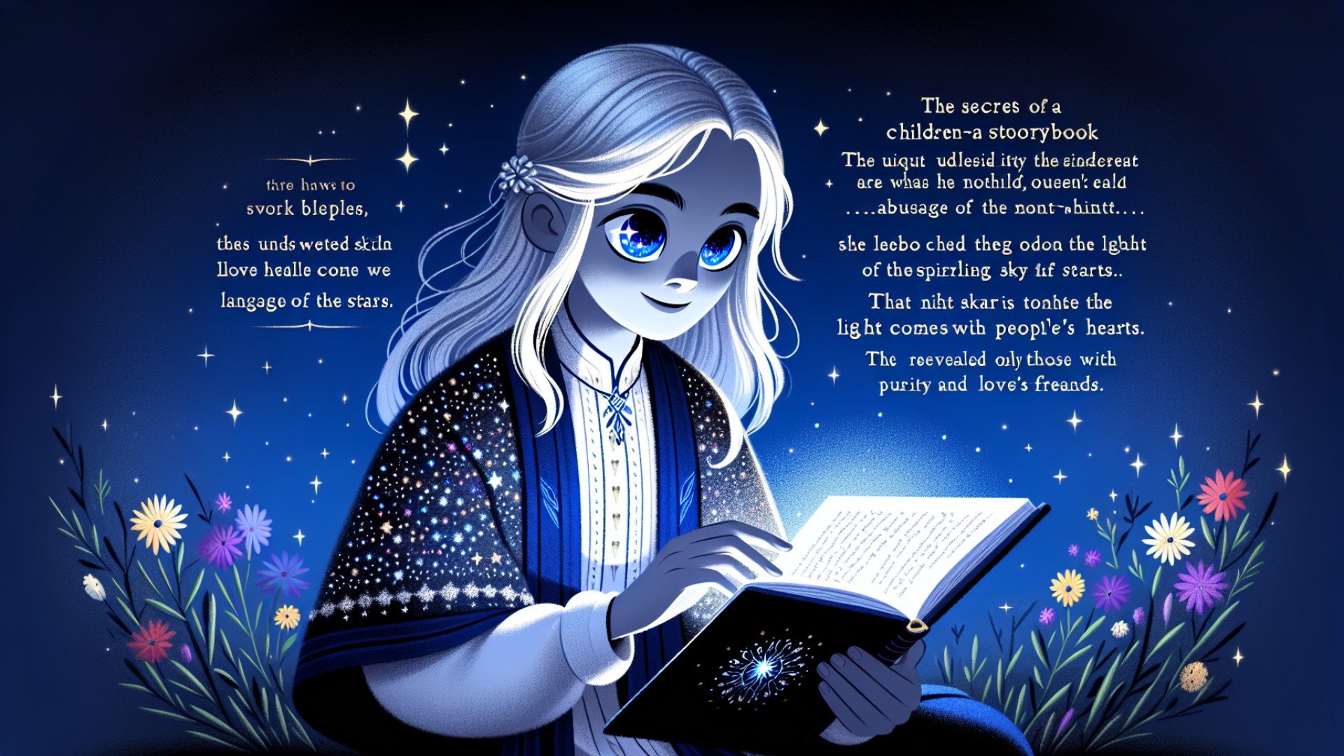 She opened the book, which recorded the secrets of the sparkling night sky: the light of the stars comes from the love and kindness in people's hearts. Only those with purity and love can make the night sky brighter.