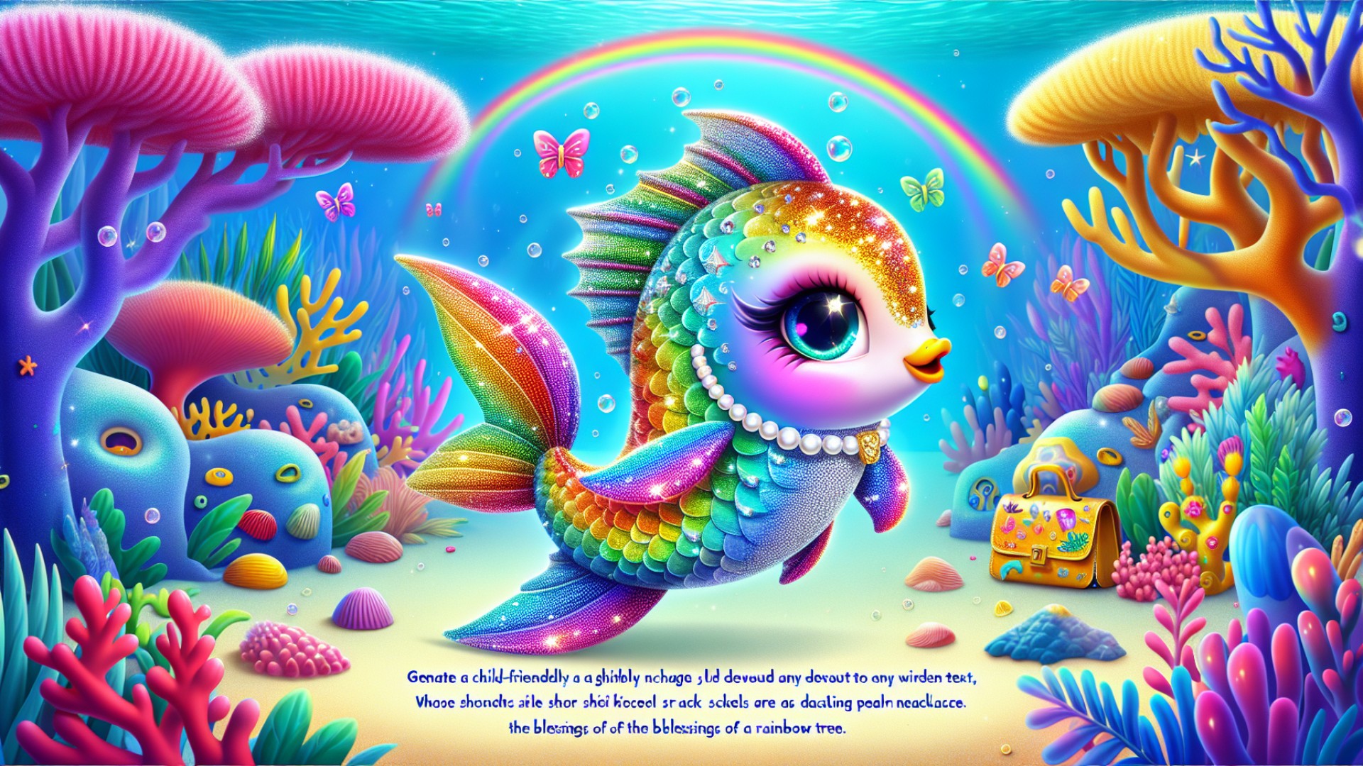 Xiao Hai returned to her coral reef home with a pearl necklace and the blessings of the Rainbow Tree.