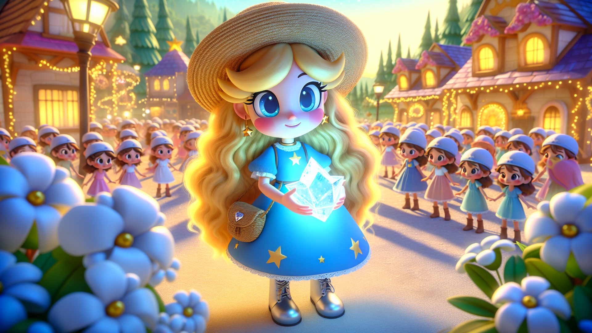 Star brought the Crystal of Heart back to the Dream Village, and the entire village was enveloped in a glow of happiness.